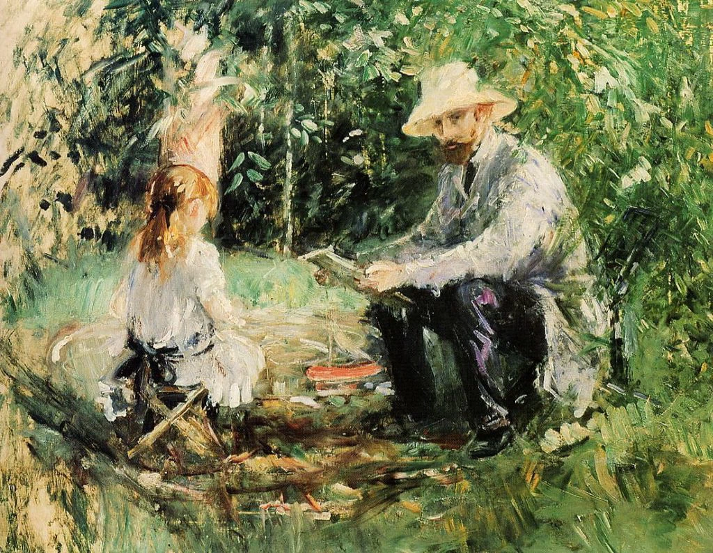 Eugenio Manet e sua figlia in giardino